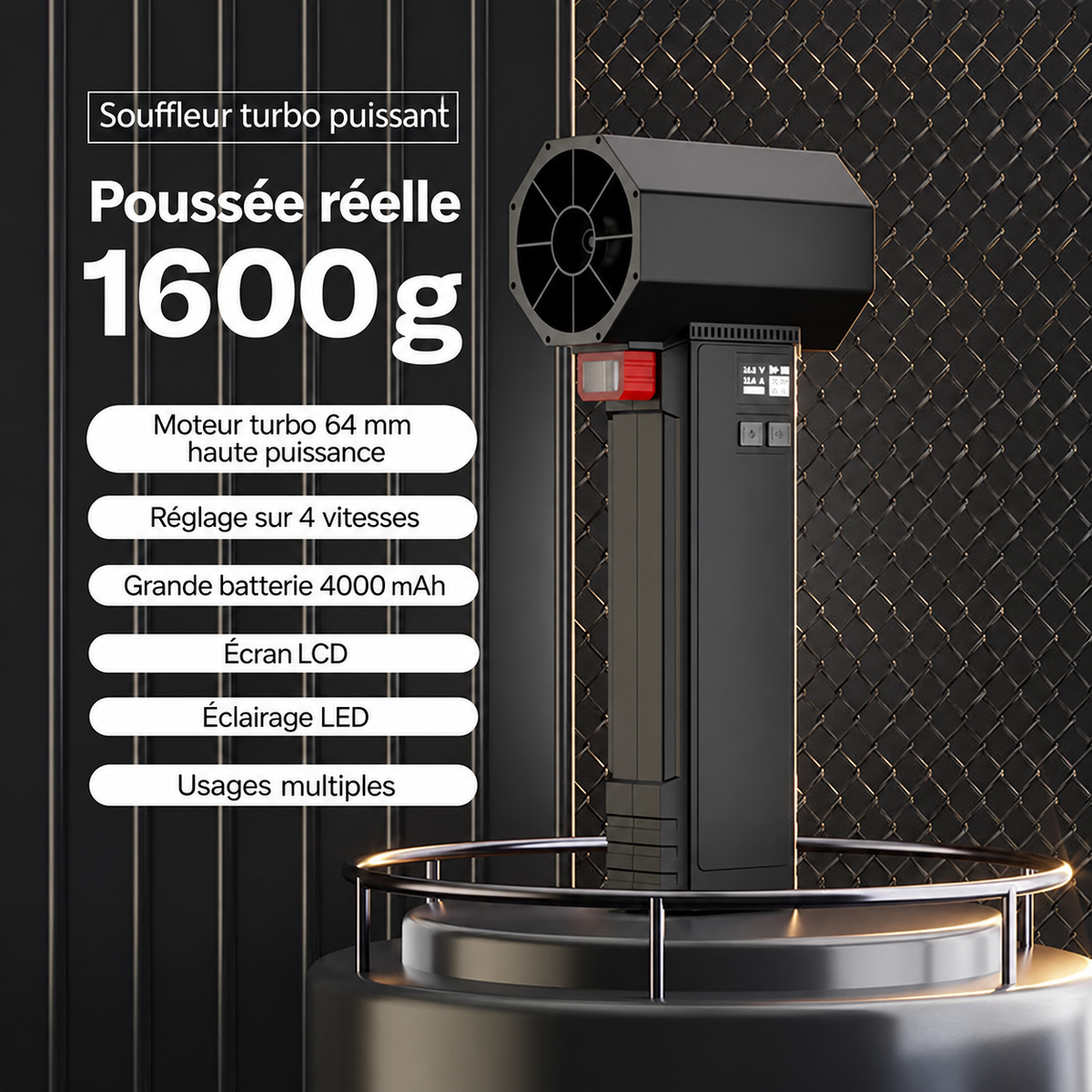 BOOSTER TF64 – Akku-Turbogebläse 750 W, Schubkraft bis zu 1,6 kg