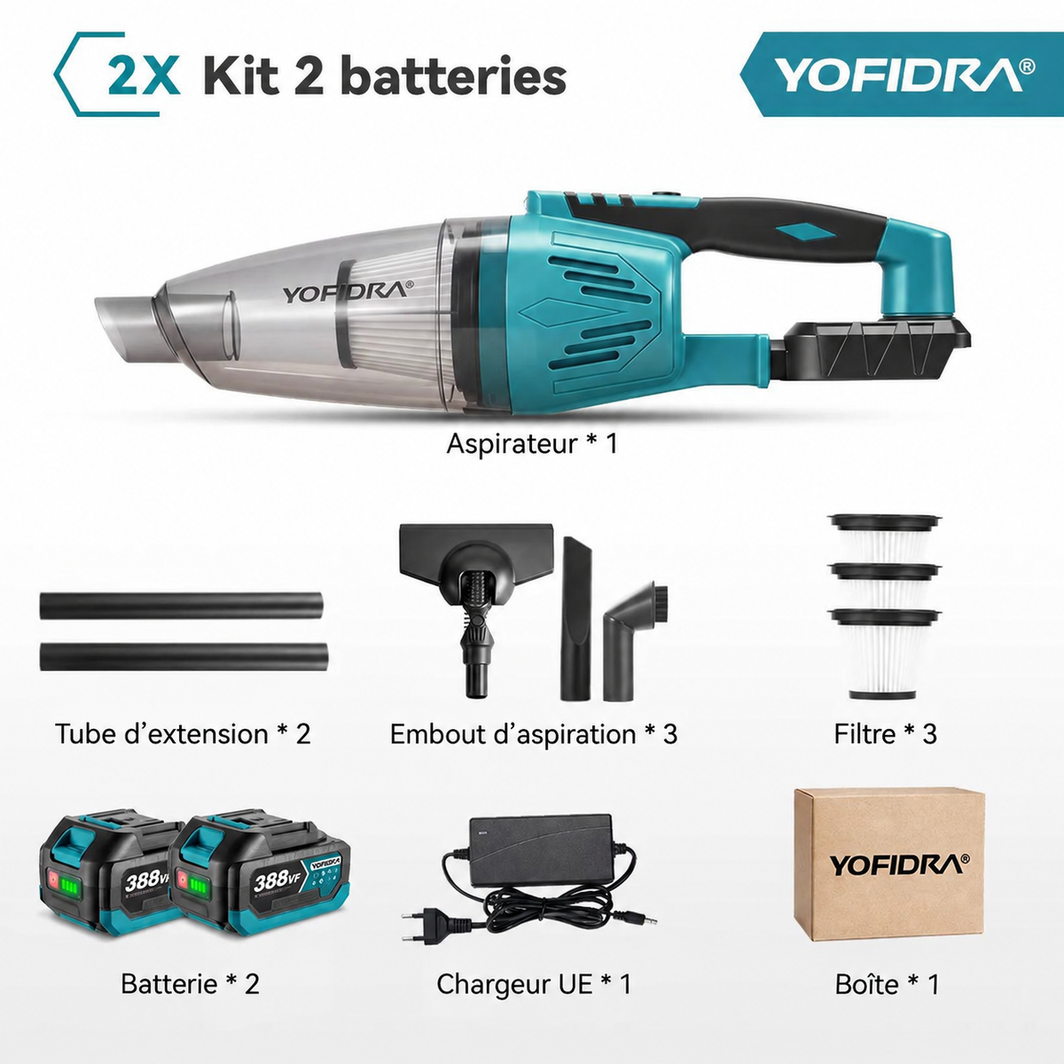 YOFIDRA 4-en-1 – Aspirateur Sans Fil 12 kPa