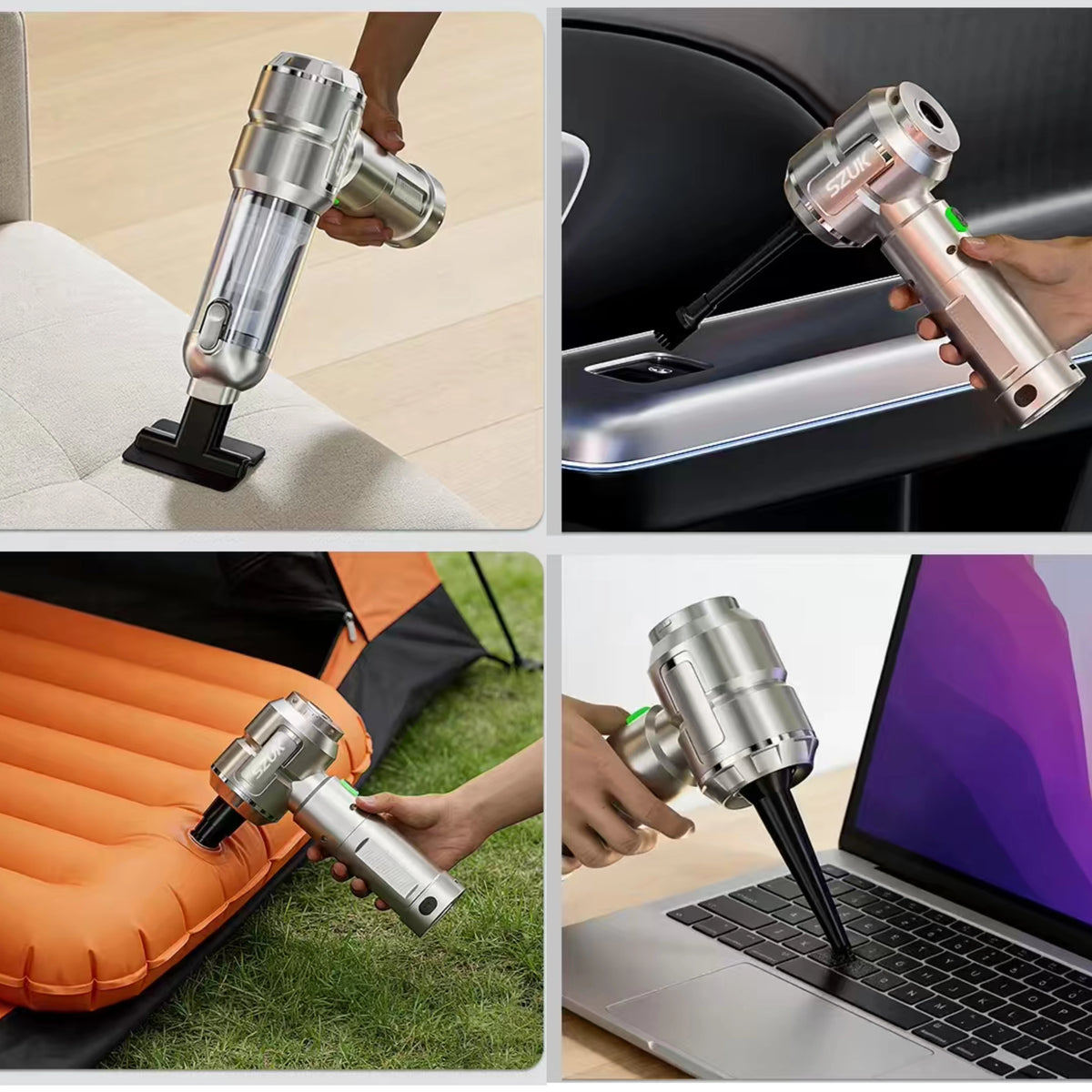 Kabelloser Handstaubsauger – Saug- und Blasfunktion mit LED