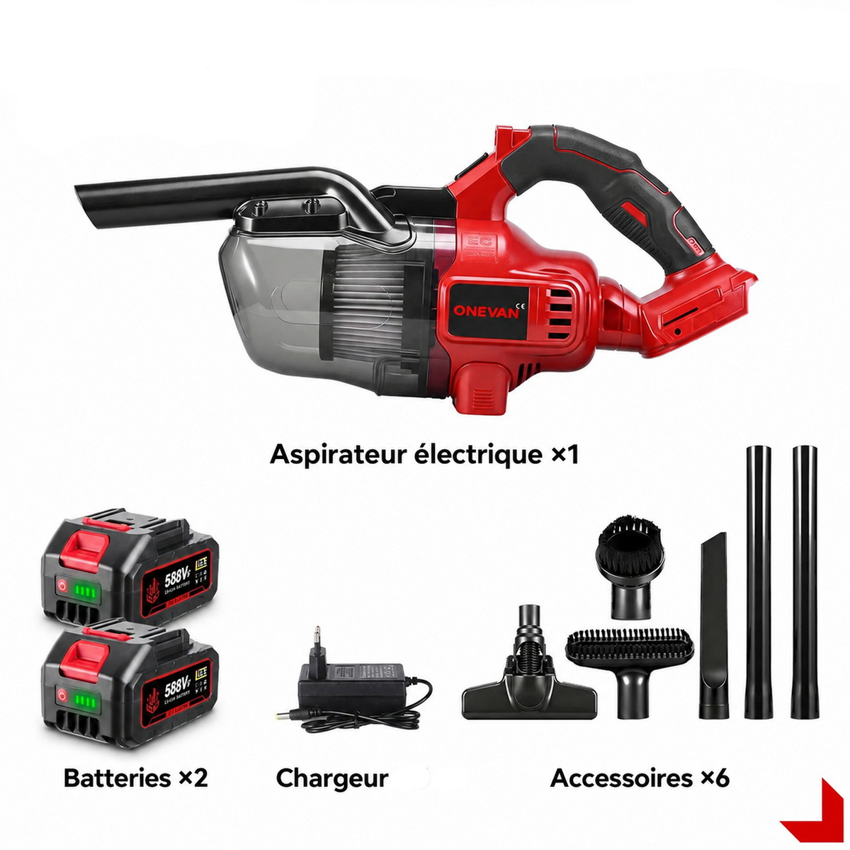 ONEVAN – 18V Cordless Vacuum Cleaner, up to 1000W power