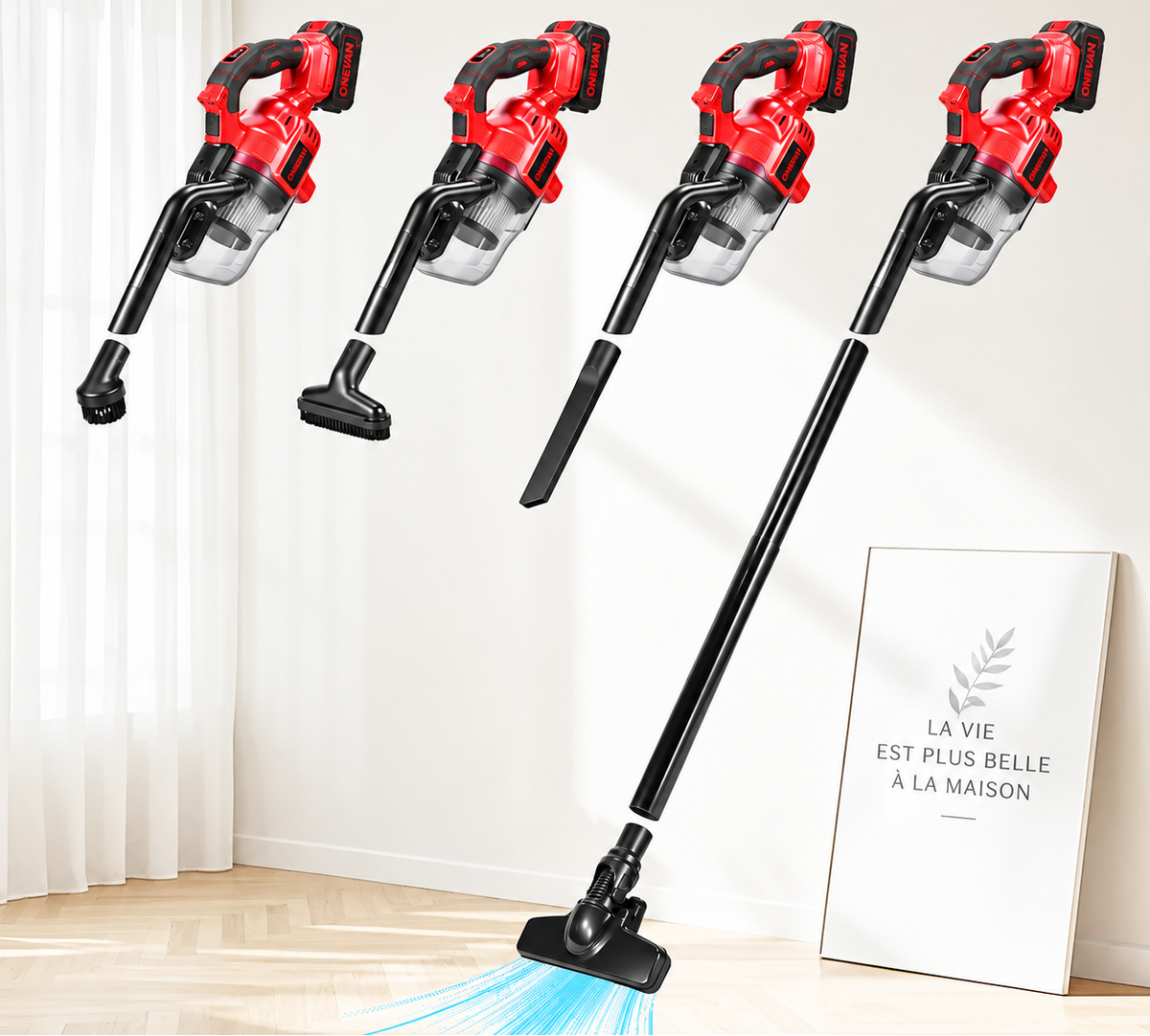 ONEVAN – 18V Cordless Vacuum Cleaner, up to 1000W power