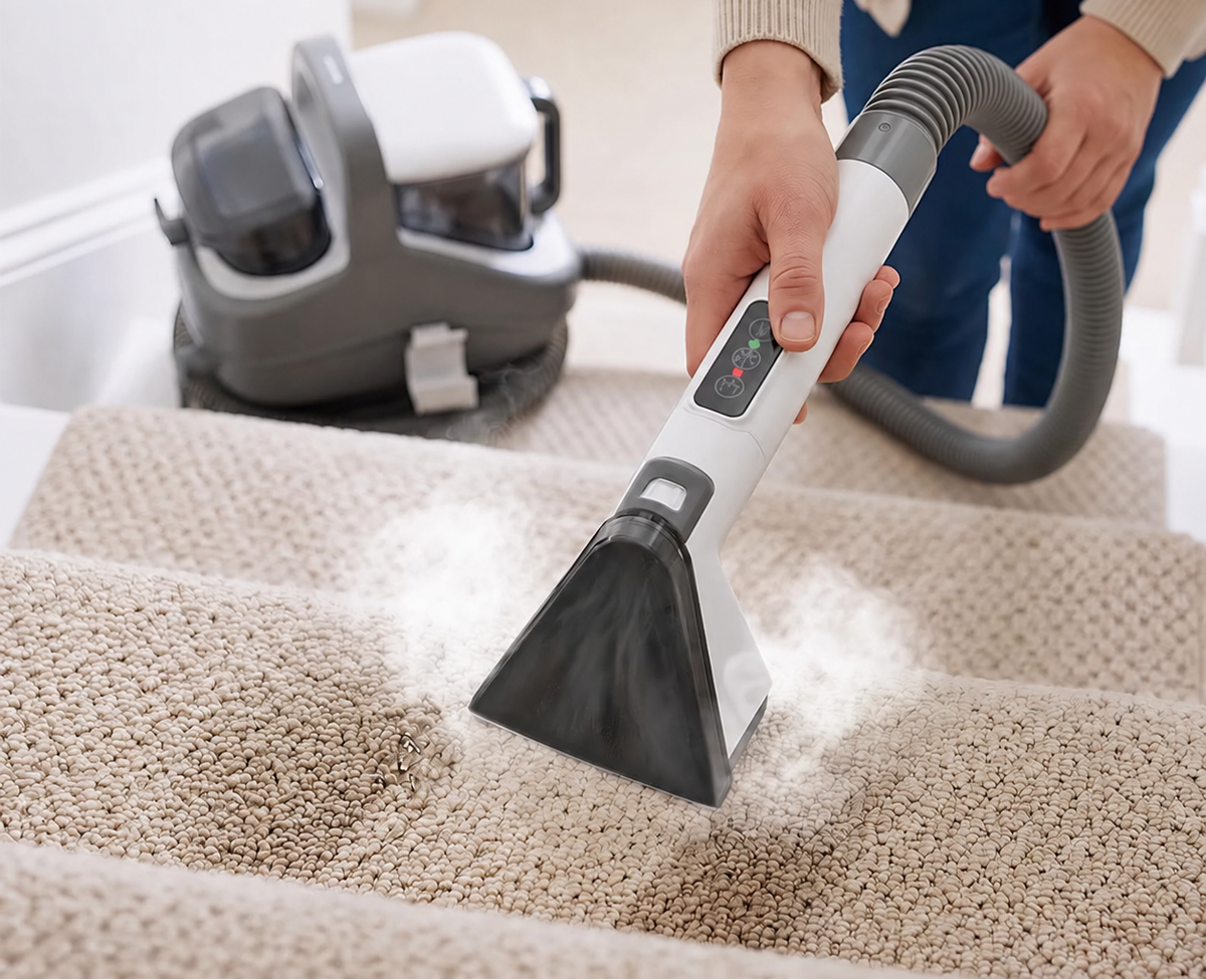 1300 W Carpet and upholstery steam cleaner – 13 kPa suction