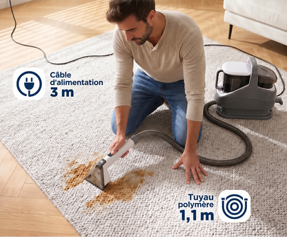 1300 W Carpet and upholstery steam cleaner – 13 kPa suction