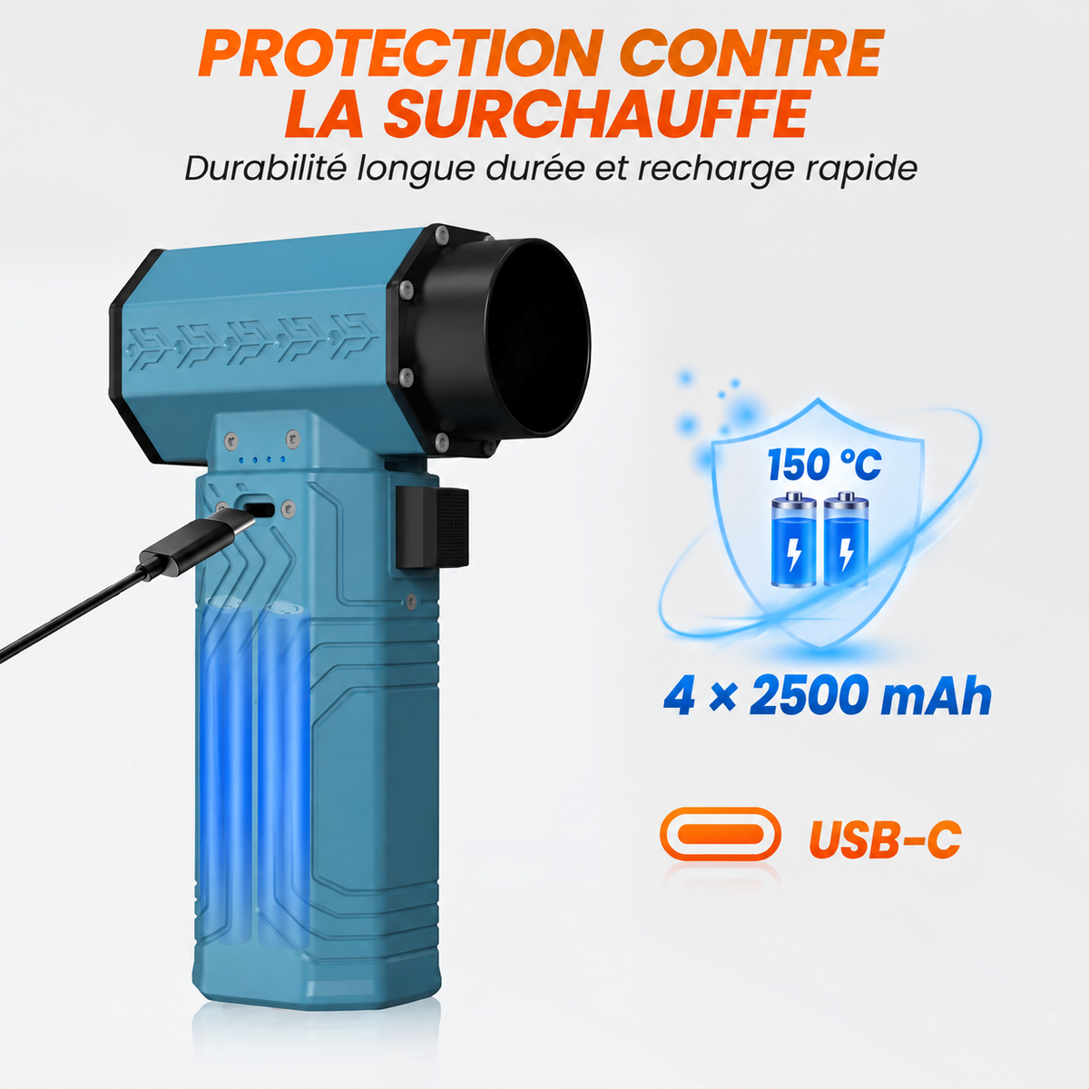 Turbo-Lüfter – Kabelloses Gebläse 420 W, bis zu 70 m/s