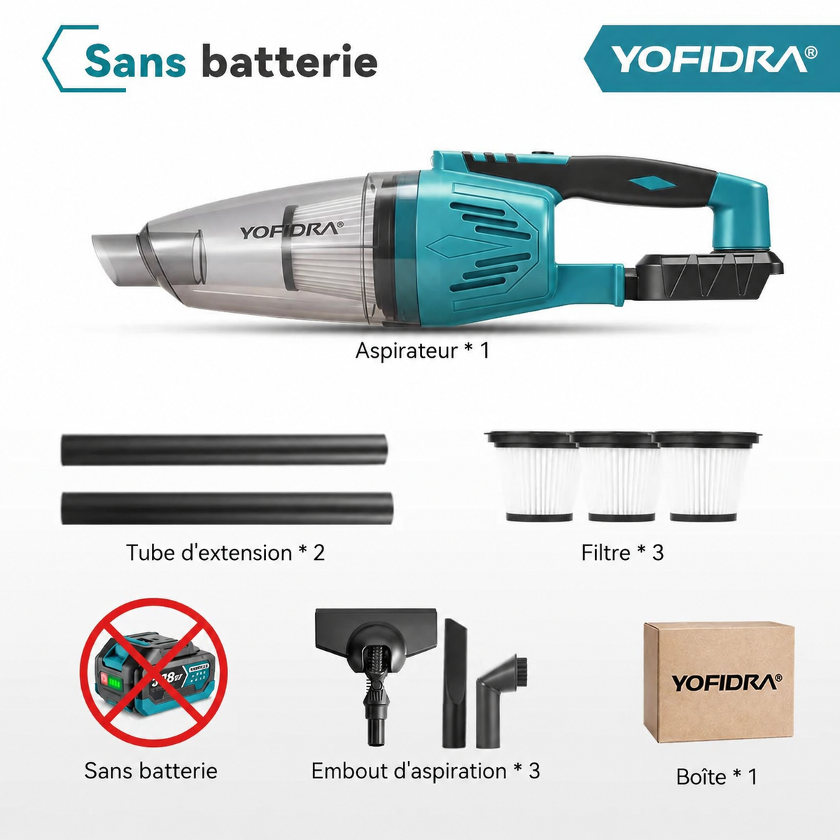 YOFIDRA 4-en-1 – Aspirateur Sans Fil 12 kPa