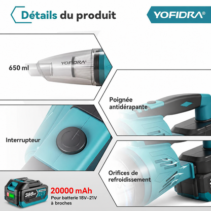 YOFIDRA 4-en-1 – Aspirateur Sans Fil 12 kPa