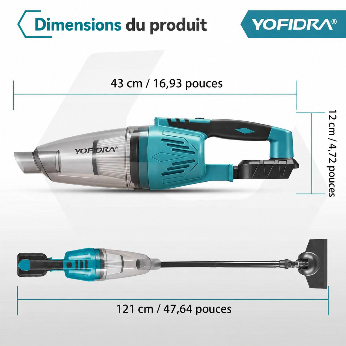 YOFIDRA 4-en-1 – Aspirateur Sans Fil 12 kPa
