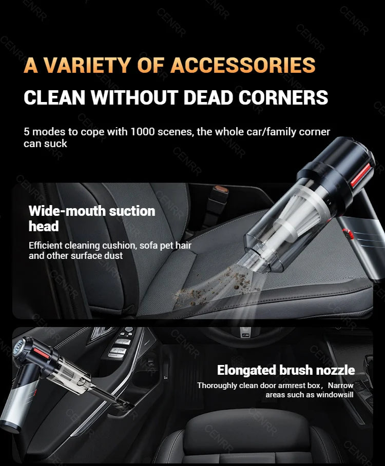 CENRR – Mini Aspirateur Voiture Sans Fil & Souffleur