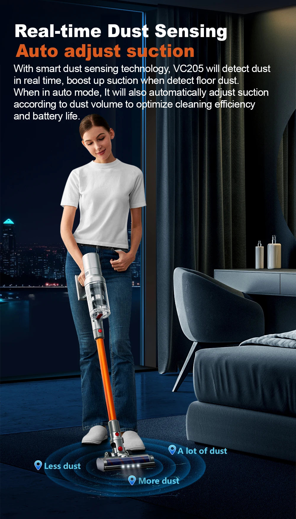 VC205 – Aspirateur Balai Sans Fil 27 kPa