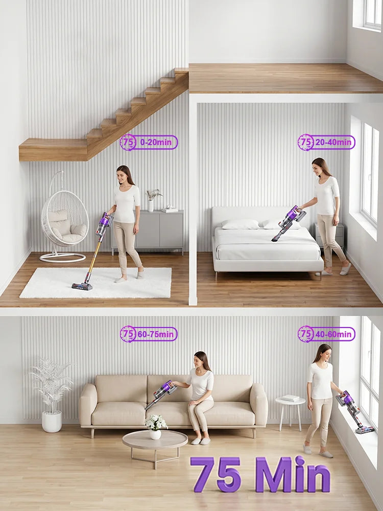 Tdyon Nova – Aspirateur balai sans fil 70 kPa, autonomie jusqu’à 75 min