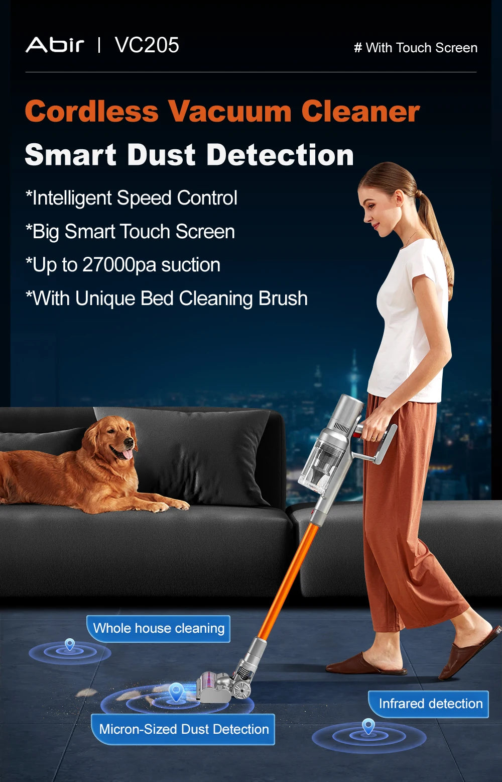 VC205 – Aspirateur Balai Sans Fil 27 kPa