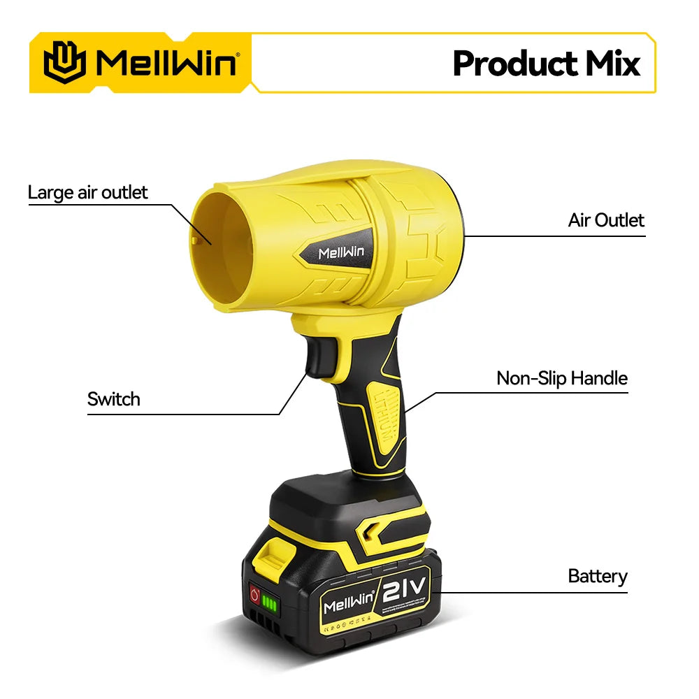 MELLWIN – Kabelloses Turbo-Gebläse, bürstenloser Motor 300.000 U/min