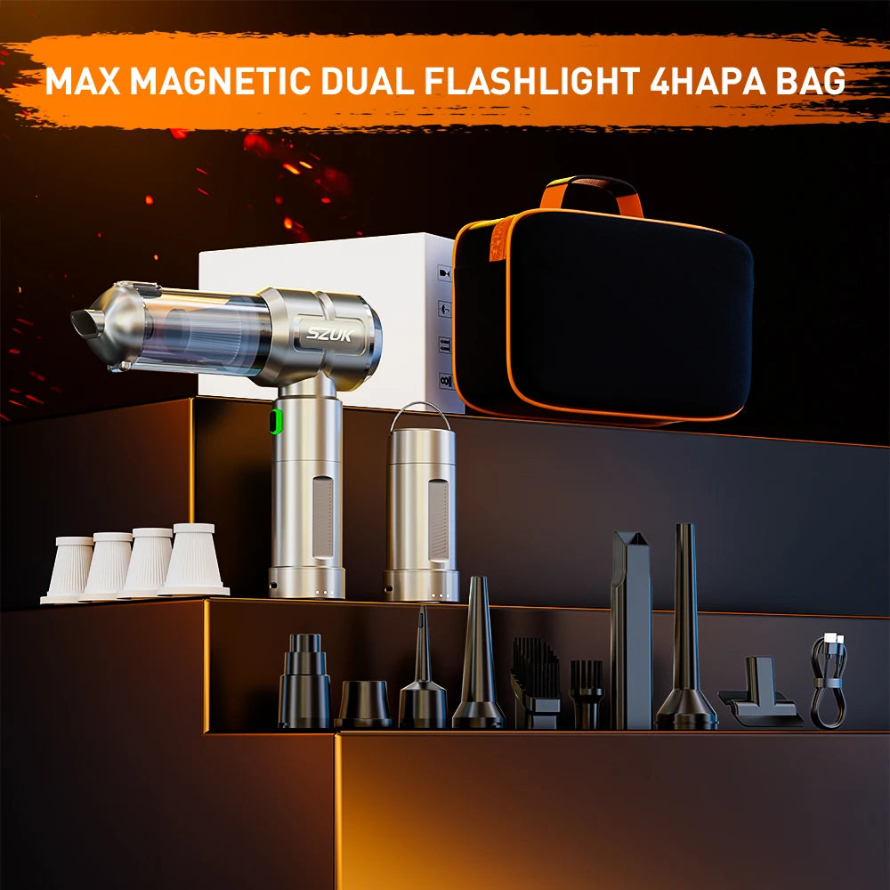 Kabelloser Handstaubsauger – Saug- und Blasfunktion mit LED