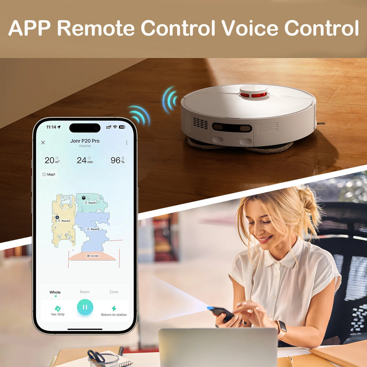 JONR P20 Pro – Robot Aspirateur Laveur avec Station