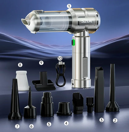 Kabelloser Handstaubsauger – Saug- und Blasfunktion mit LED