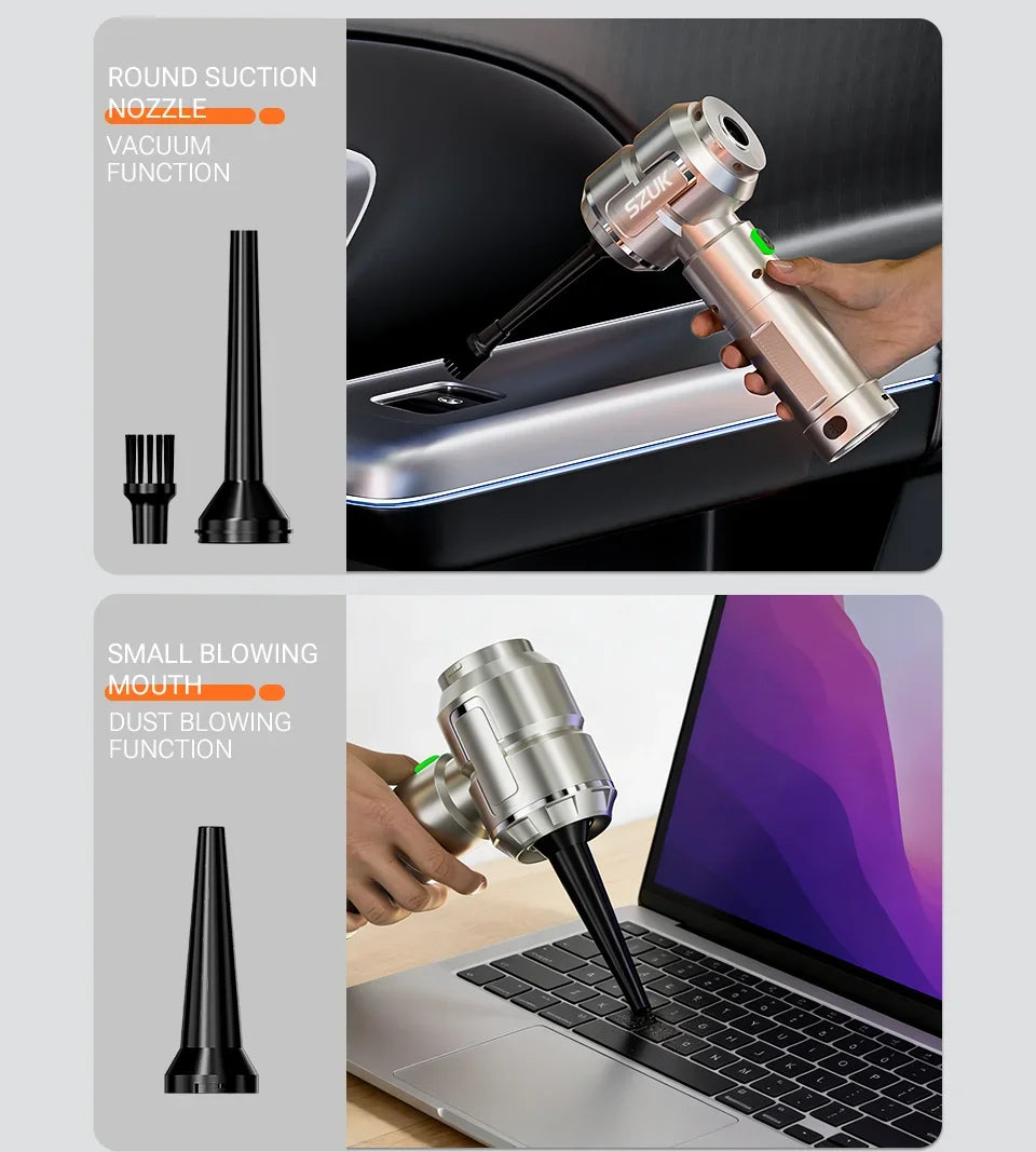Kabelloser Handstaubsauger – Saug- und Blasfunktion mit LED