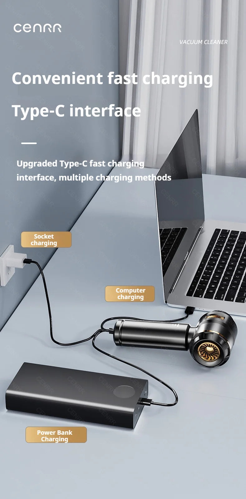 CENRR – Aspirateur Voiture Sans Fil Portable